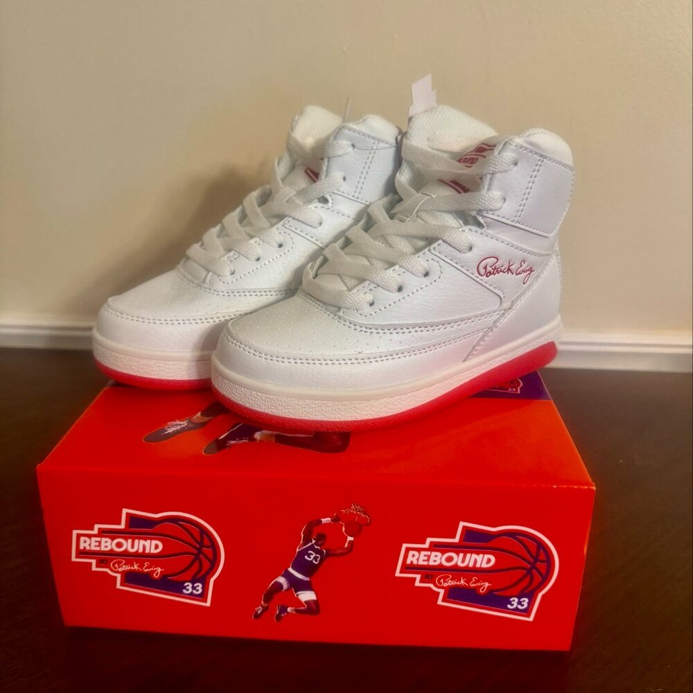 Patrick Ewing Rebound Orion Non-Strap Sneakers White/Red Preschool Size 13